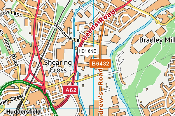 HD1 6NE map - OS VectorMap District (Ordnance Survey)