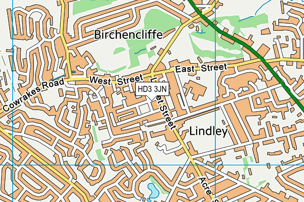 HD3 3JN map - OS VectorMap District (Ordnance Survey)