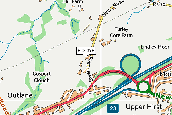 HD3 3YH map - OS VectorMap District (Ordnance Survey) HD3 3YH map - OS VectorMap District (Ordnance Survey)