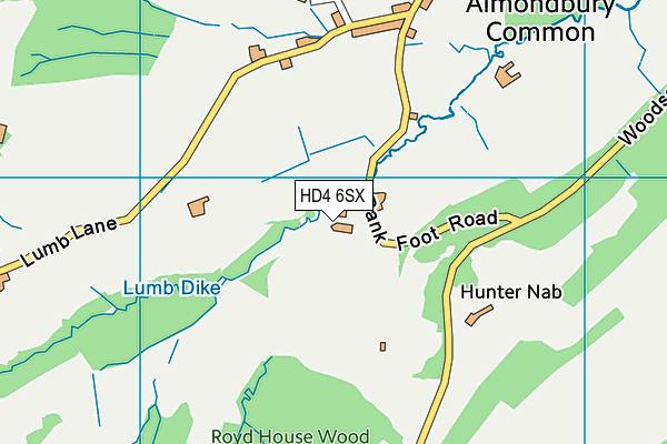 HD4 6SX map - OS VectorMap District (Ordnance Survey)