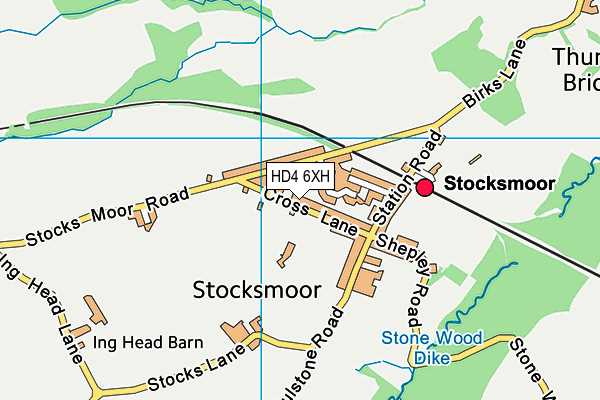 HD4 6XH map - OS VectorMap District (Ordnance Survey) HD4 6XH map - OS VectorMap District (Ordnance Survey)