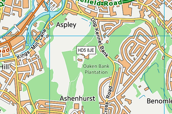HD5 8JE map - OS VectorMap District (Ordnance Survey) HD5 8JE map - OS VectorMap District (Ordnance Survey)