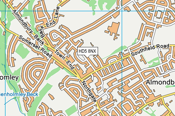 HD5 8NX map - OS VectorMap District (Ordnance Survey) HD5 8NX map - OS VectorMap District (Ordnance Survey)