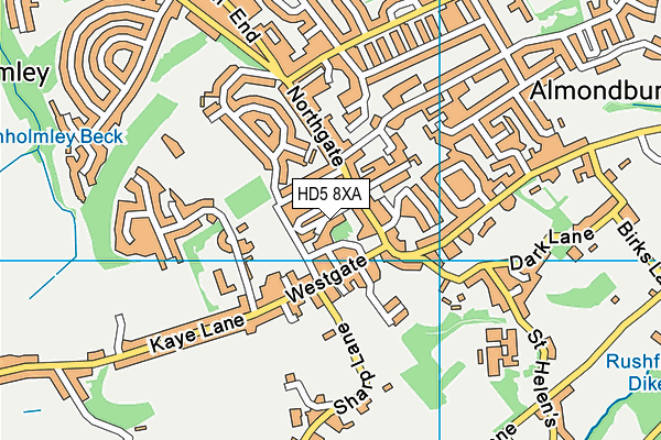 HD5 8XA map - OS VectorMap District (Ordnance Survey) HD5 8XA map - OS VectorMap District (Ordnance Survey)