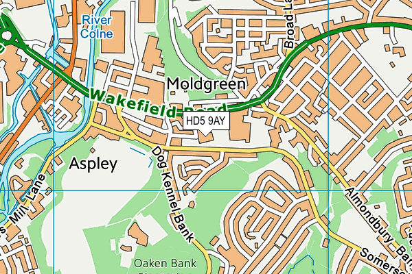 HD5 9AY map - OS VectorMap District (Ordnance Survey)