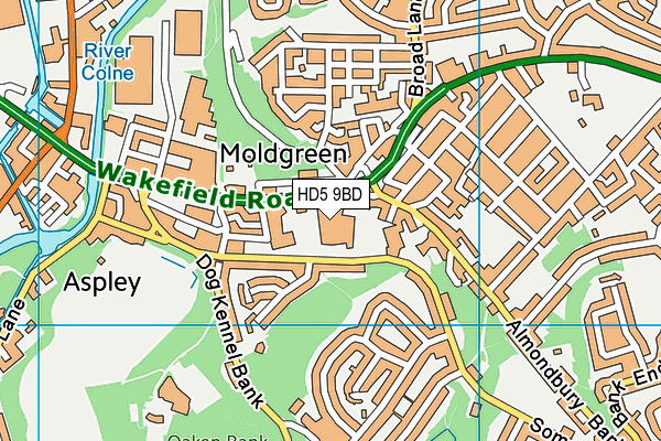 HD5 9BD map - OS VectorMap District (Ordnance Survey)