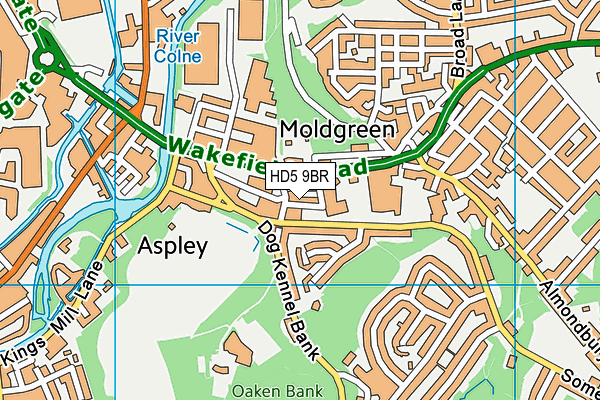 HD5 9BR map - OS VectorMap District (Ordnance Survey)