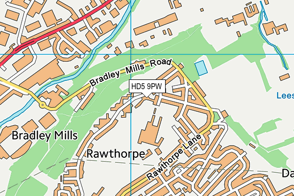 HD5 9PW map - OS VectorMap District (Ordnance Survey)