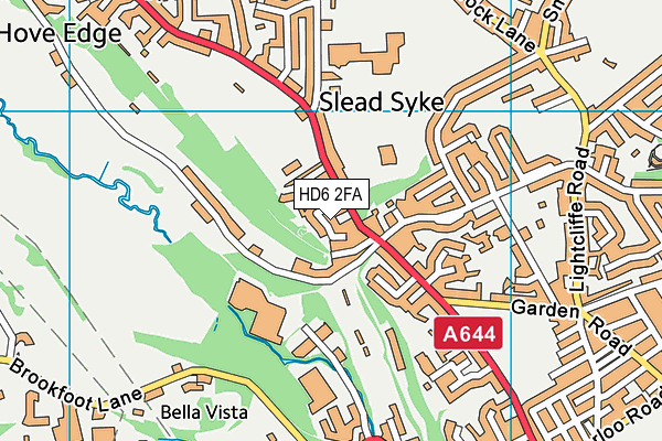 HD6 2FA map - OS VectorMap District (Ordnance Survey)