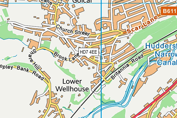 HD7 4EE map - OS VectorMap District (Ordnance Survey) HD7 4EE map - OS VectorMap District (Ordnance Survey)