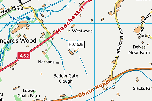 HD7 5JE map - OS VectorMap District (Ordnance Survey) HD7 5JE map - OS VectorMap District (Ordnance Survey)
