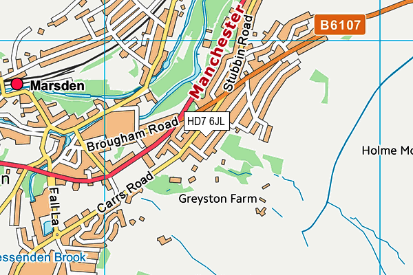 HD7 6JL map - OS VectorMap District (Ordnance Survey)
