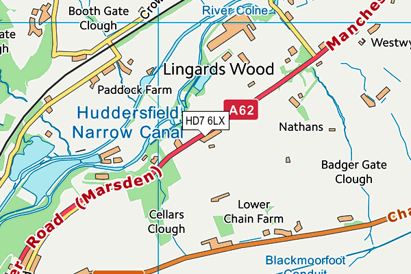 HD7 6LX map - OS VectorMap District (Ordnance Survey) HD7 6LX map - OS VectorMap District (Ordnance Survey)