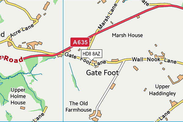 HD8 8AZ map - OS VectorMap District (Ordnance Survey) HD8 8AZ map - OS VectorMap District (Ordnance Survey)