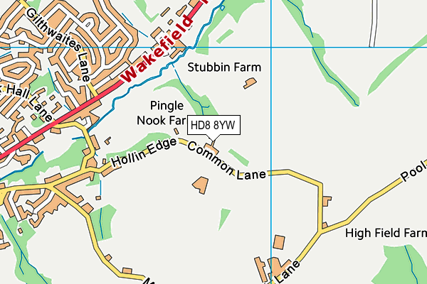 HD8 8YW map - OS VectorMap District (Ordnance Survey)