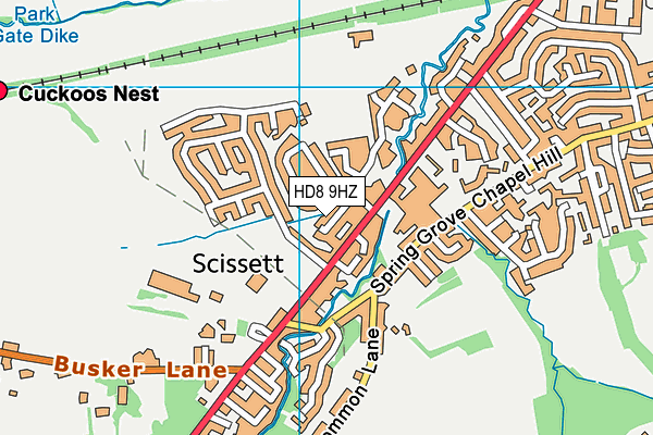 HD8 9HZ map - OS VectorMap District (Ordnance Survey)