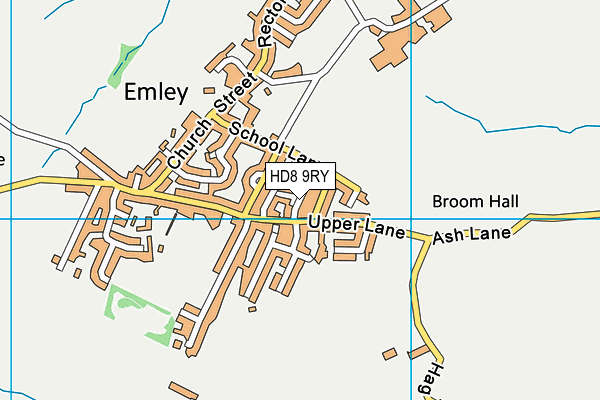 HD8 9RY map - OS VectorMap District (Ordnance Survey)