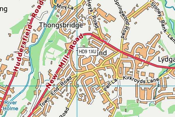 HD9 1XU map - OS VectorMap District (Ordnance Survey)