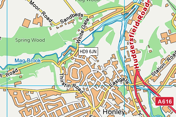 HD9 6JN map - OS VectorMap District (Ordnance Survey) HD9 6JN map - OS VectorMap District (Ordnance Survey)