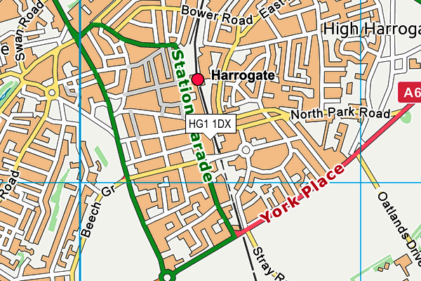 HG1 1DX map - OS VectorMap District (Ordnance Survey) HG1 1DX map - OS VectorMap District (Ordnance Survey)