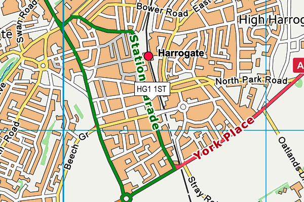 HG1 1ST map - OS VectorMap District (Ordnance Survey) HG1 1ST map - OS VectorMap District (Ordnance Survey)