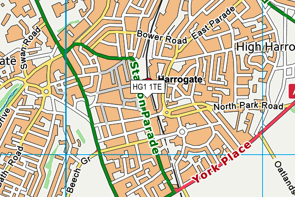 HG1 1TE map - OS VectorMap District (Ordnance Survey) HG1 1TE map - OS VectorMap District (Ordnance Survey)