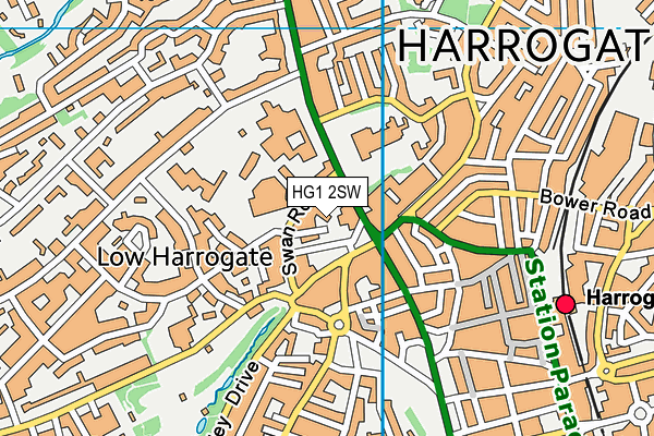 HG1 2SW map - OS VectorMap District (Ordnance Survey) HG1 2SW map - OS VectorMap District (Ordnance Survey)