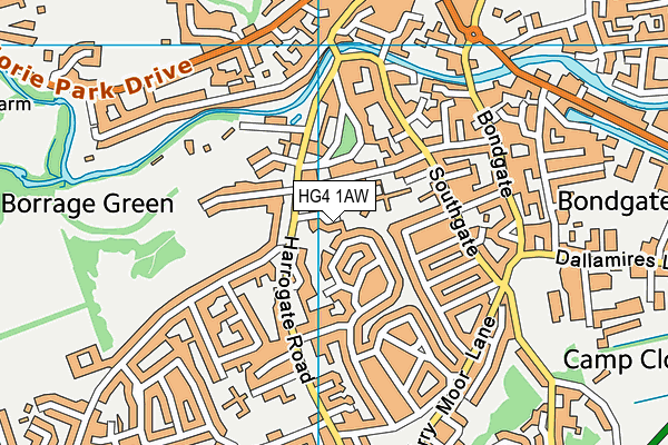 HG4 1AW map - OS VectorMap District (Ordnance Survey) HG4 1AW map - OS VectorMap District (Ordnance Survey)