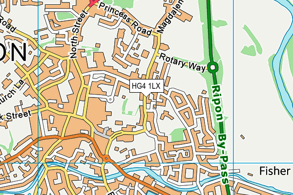 HG4 1LX map - OS VectorMap District (Ordnance Survey) HG4 1LX map - OS VectorMap District (Ordnance Survey)