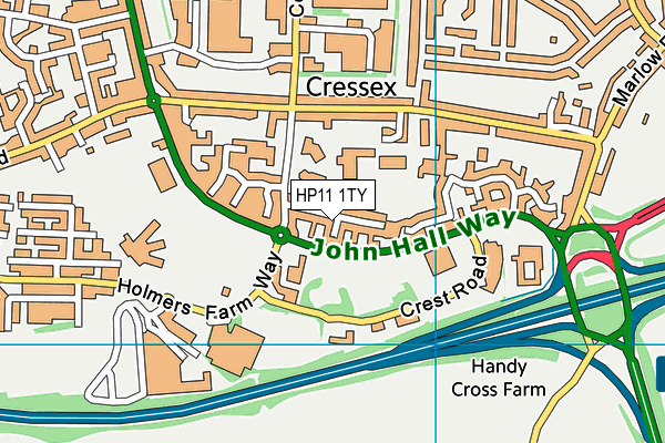 HP11 1TY map - OS VectorMap District (Ordnance Survey)