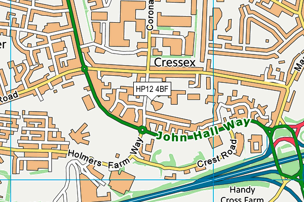 HP12 4BF map - OS VectorMap District (Ordnance Survey) HP12 4BF map - OS VectorMap District (Ordnance Survey)