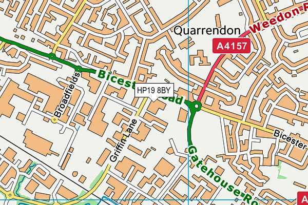 HP19 8BY map - OS VectorMap District (Ordnance Survey)
