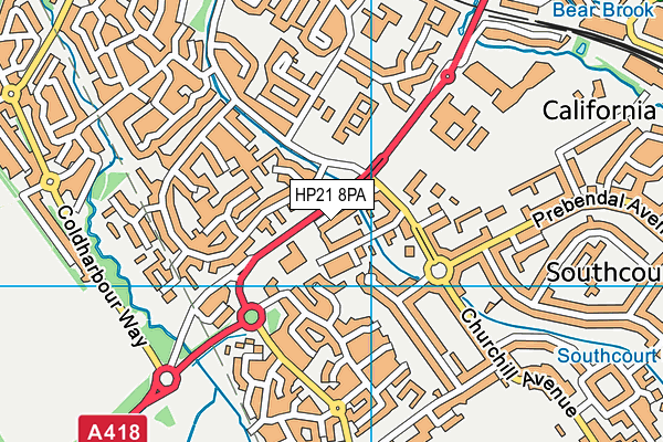 HP21 8PA map - OS VectorMap District (Ordnance Survey)