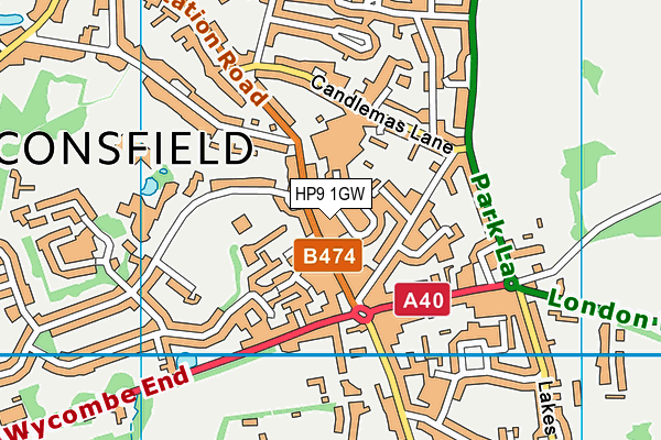 HP9 1GW map - OS VectorMap District (Ordnance Survey)