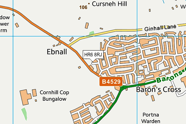 HR6 8RJ map - OS VectorMap District (Ordnance Survey)