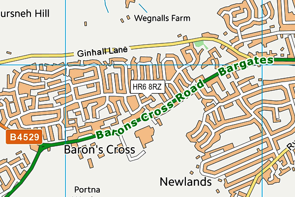 HR6 8RZ map - OS VectorMap District (Ordnance Survey)