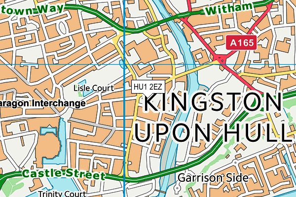HU1 2EZ map - OS VectorMap District (Ordnance Survey)