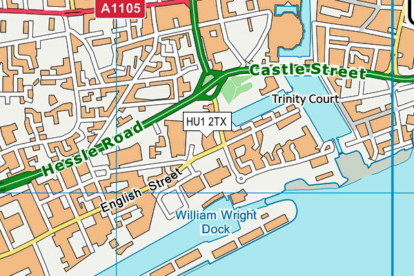 HU1 2TX map - OS VectorMap District (Ordnance Survey) HU1 2TX map - OS VectorMap District (Ordnance Survey)