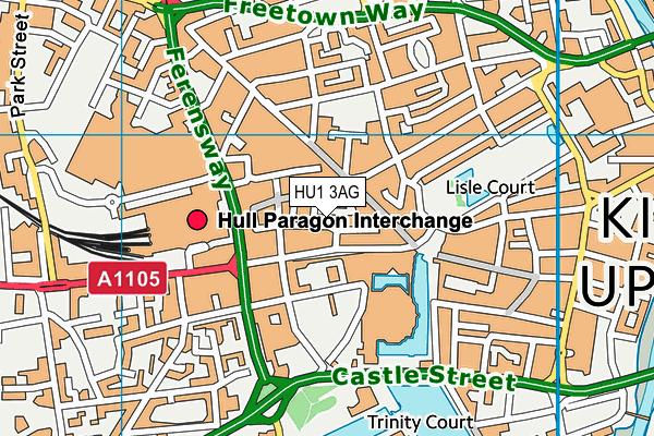 HU1 3AG map - OS VectorMap District (Ordnance Survey)