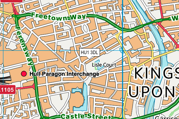 HU1 3DL map - OS VectorMap District (Ordnance Survey) HU1 3DL map - OS VectorMap District (Ordnance Survey)