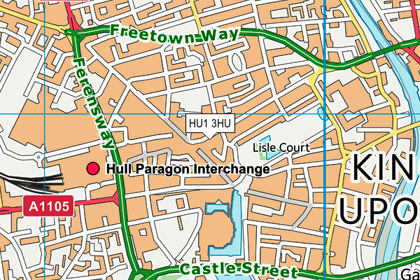 HU1 3HU map - OS VectorMap District (Ordnance Survey)