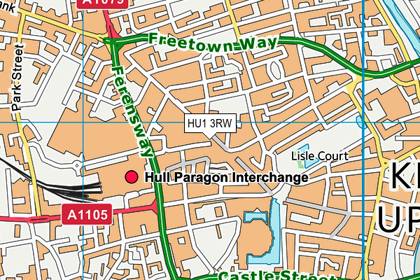 HU1 3RW map - OS VectorMap District (Ordnance Survey) HU1 3RW map - OS VectorMap District (Ordnance Survey)