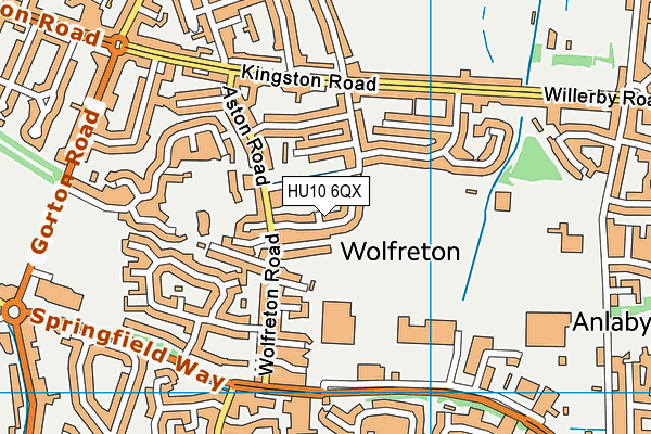 HU10 6QX map - OS VectorMap District (Ordnance Survey)