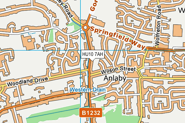 HU10 7AH map - OS VectorMap District (Ordnance Survey)