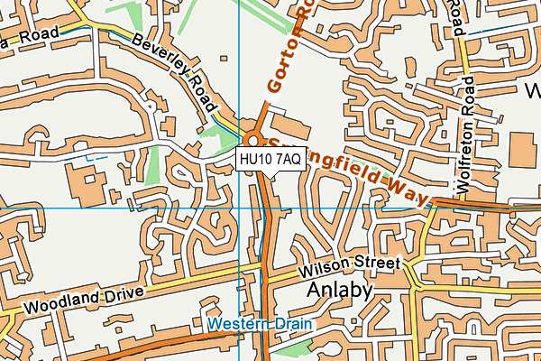 HU10 7AQ map - OS VectorMap District (Ordnance Survey)
