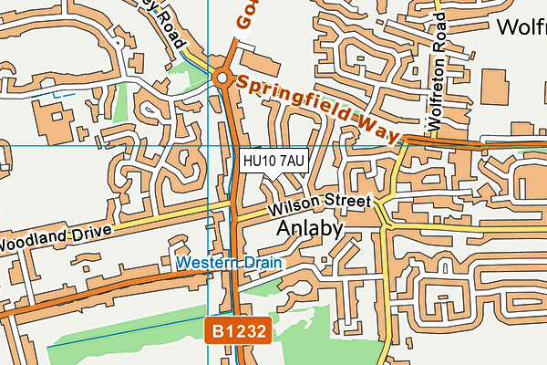 HU10 7AU map - OS VectorMap District (Ordnance Survey)