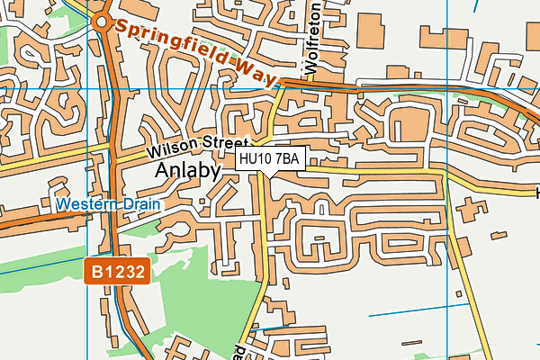 HU10 7BA map - OS VectorMap District (Ordnance Survey)