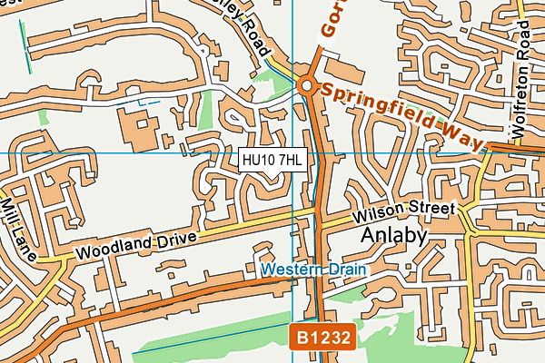 HU10 7HL map - OS VectorMap District (Ordnance Survey)