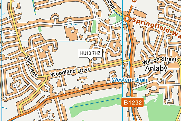 HU10 7HZ map - OS VectorMap District (Ordnance Survey)