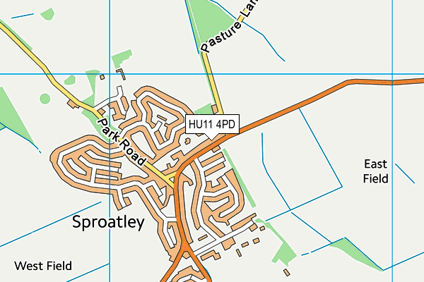 HU11 4PD map - OS VectorMap District (Ordnance Survey)